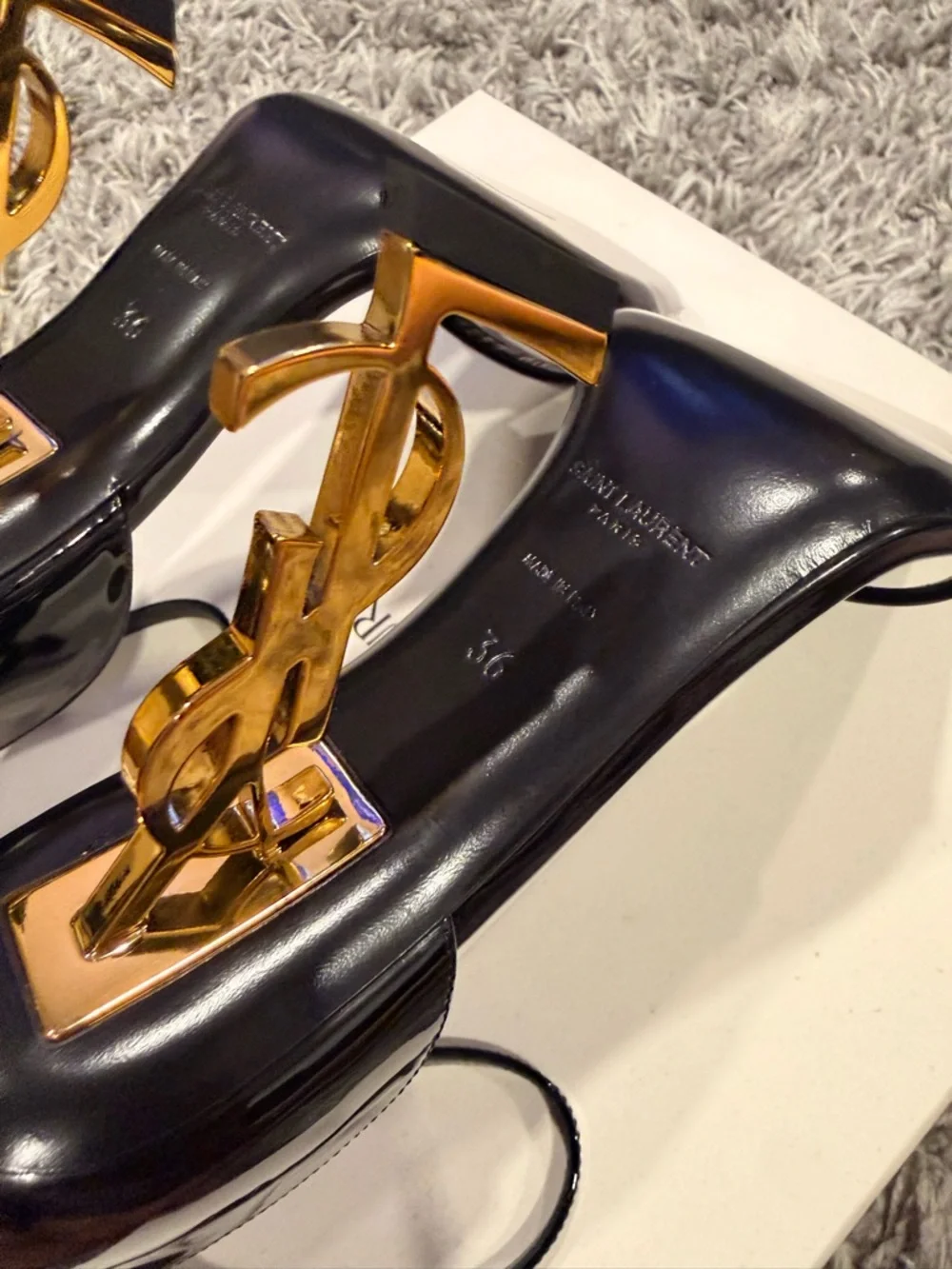 Saint Laurent Opyum Sandals in Black Patent Leather size 36 US 6 - Picture 8 of 8